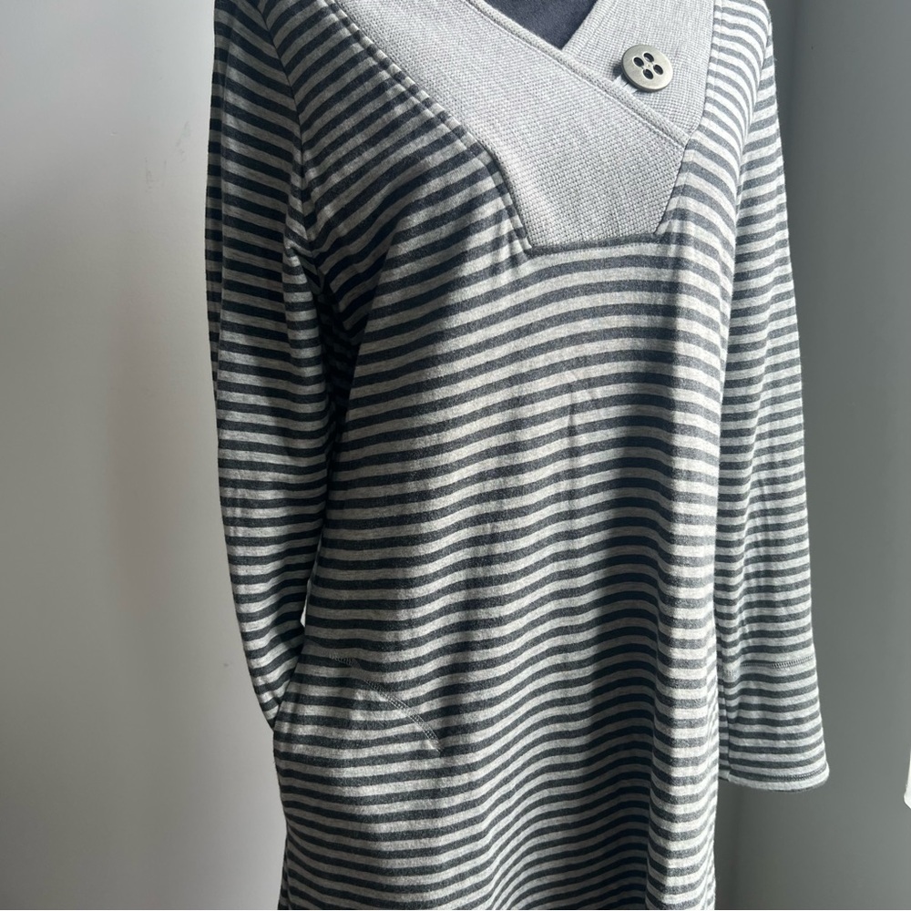 Soft Surroundings Chill Time Striped Grey Sweater Dress Size Medium